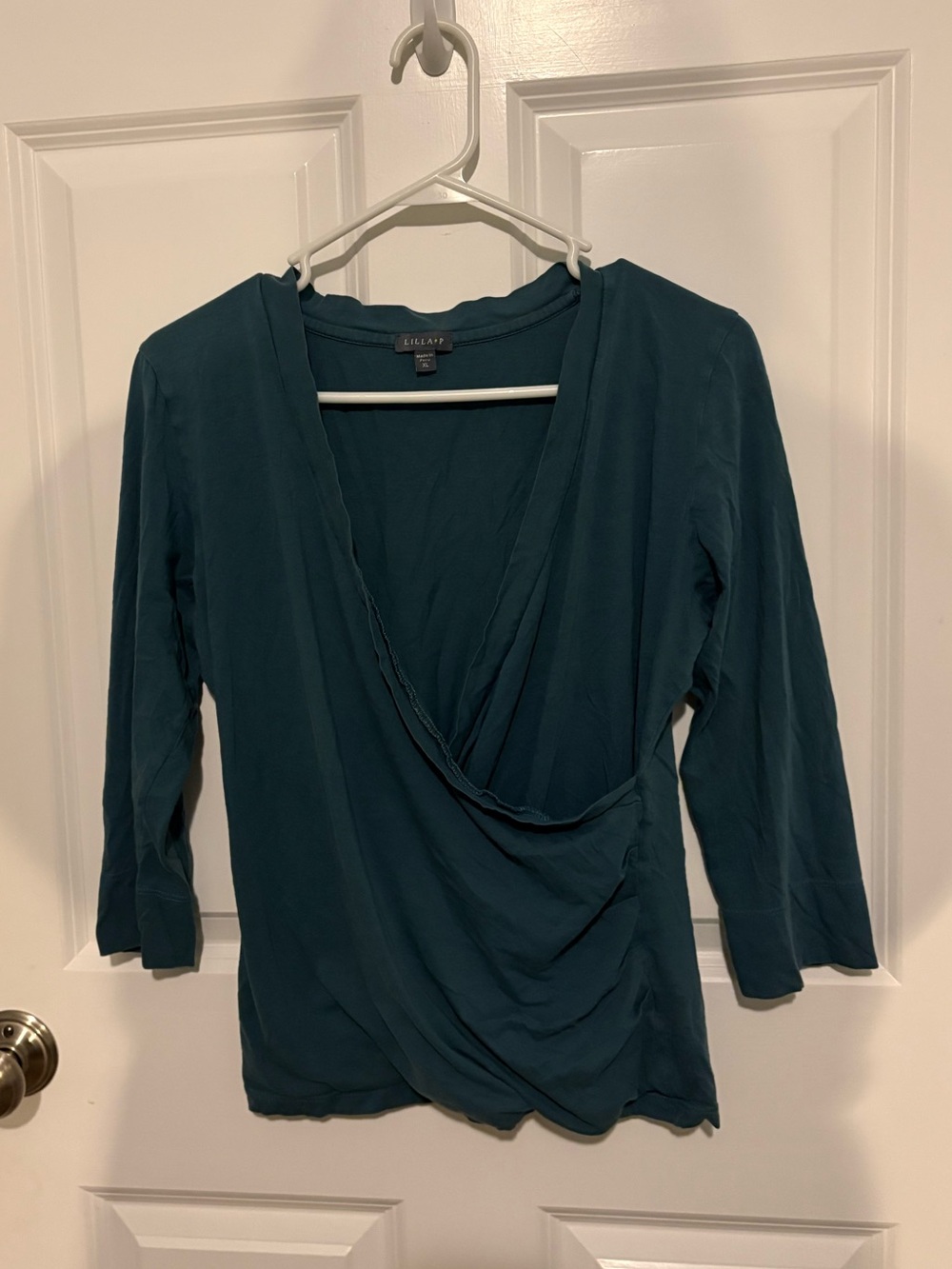 Whimsigoth 100% Cotton Teal Wrap-Style Women's Top from Lilla P